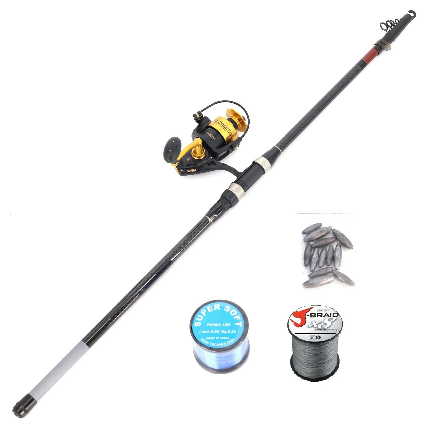 Shore Fishing (Pilot 3m and Penn V5500 including braid and mono line with rigs and sinkers) Combo