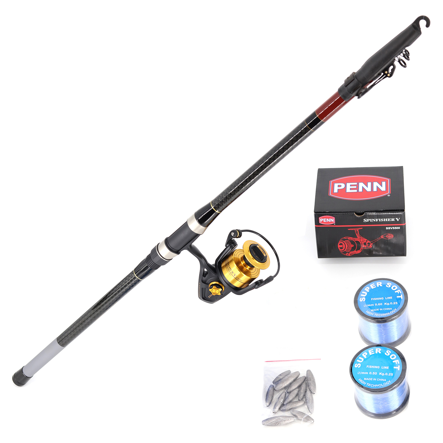 Shore Fishing (Pilot 3.6m and Penn V5500 including Nylon line with rigs and sinkers) Combo