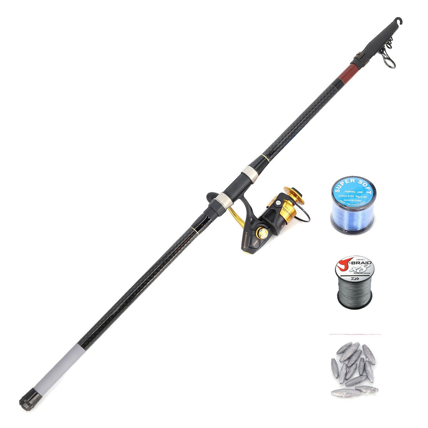 Shore Fishing (Pilot 3.9m and Penn V5500 including braid and mono line with rigs and sinkers) Combo