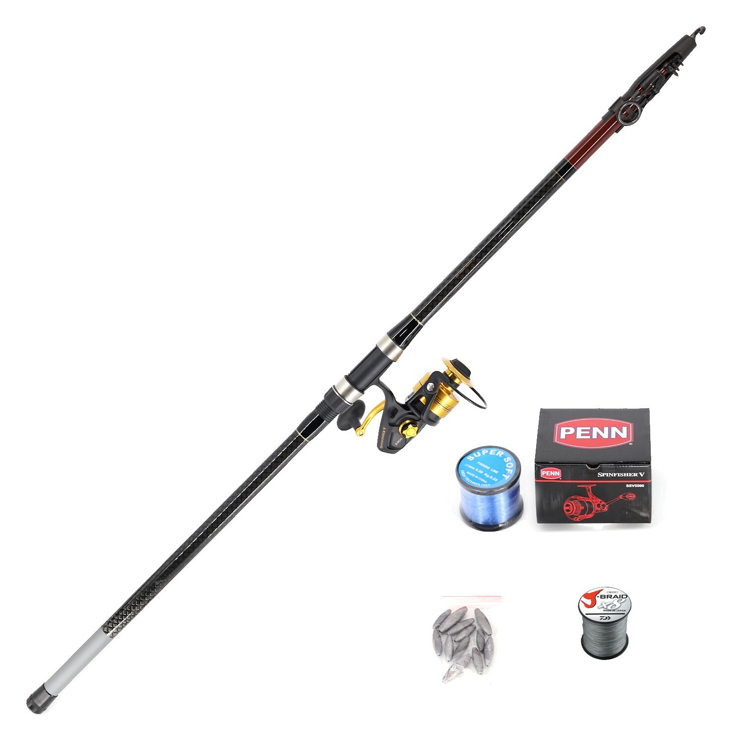 Shore Fishing (Pilot 4.5m and Penn V5500 including braid and mono line with rigs and sinkers) Combo