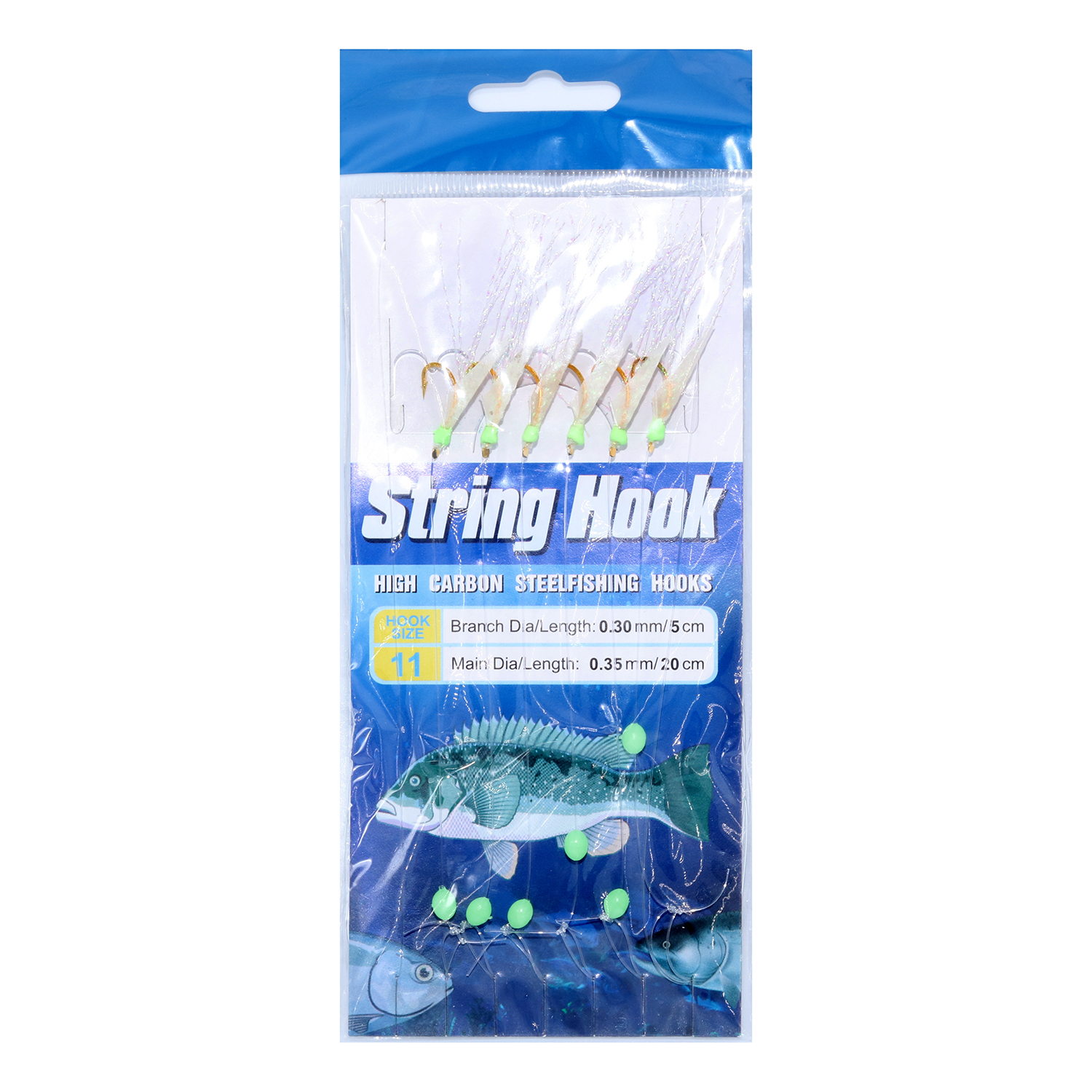 fulljion string with 6 fishhooks gold color