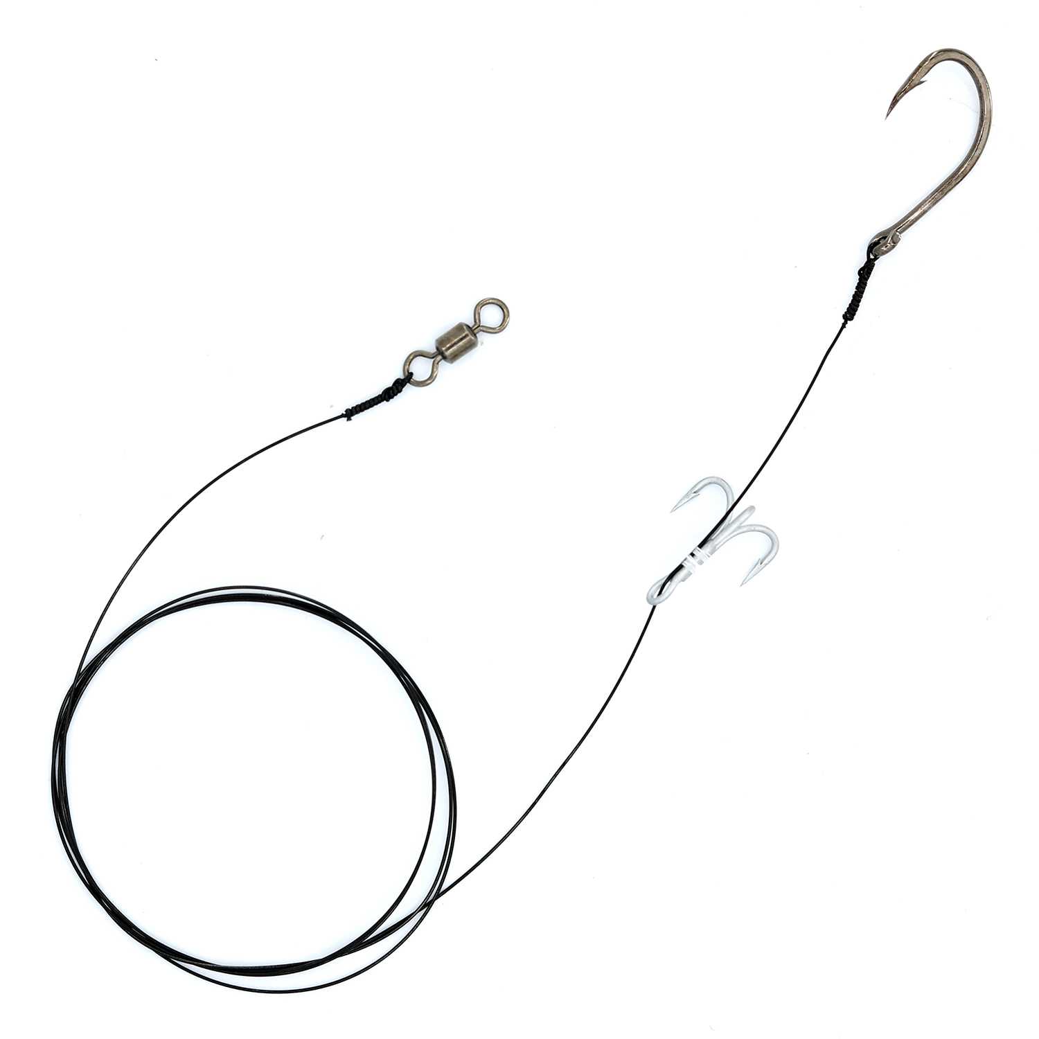 qareb american wire rig with hook size 0/6 and treble hook size 4, wire test 30lb
