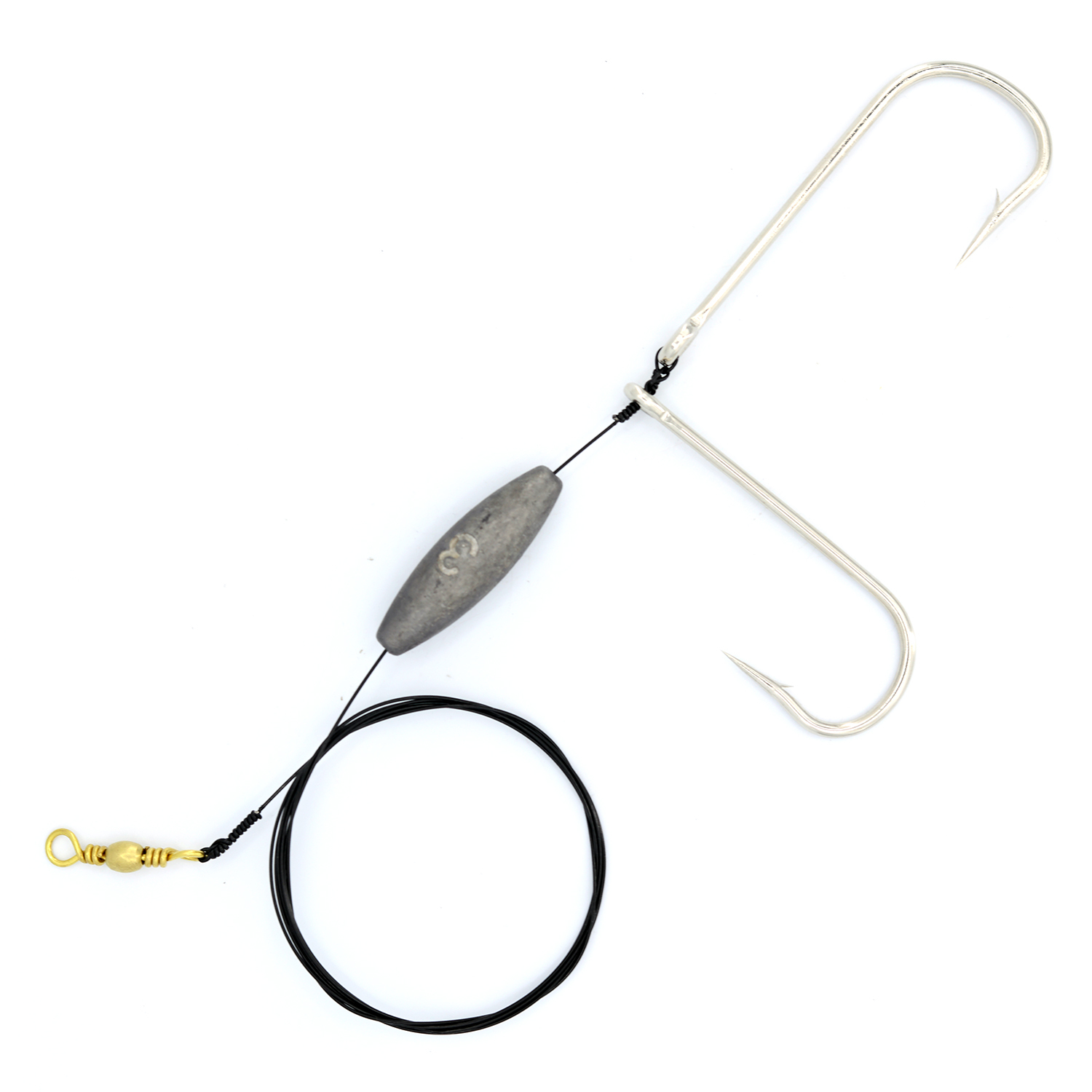 qareb american wire rig with double hooks sizes 0/1 and 1, sinker size 3 and wire test 90lb
