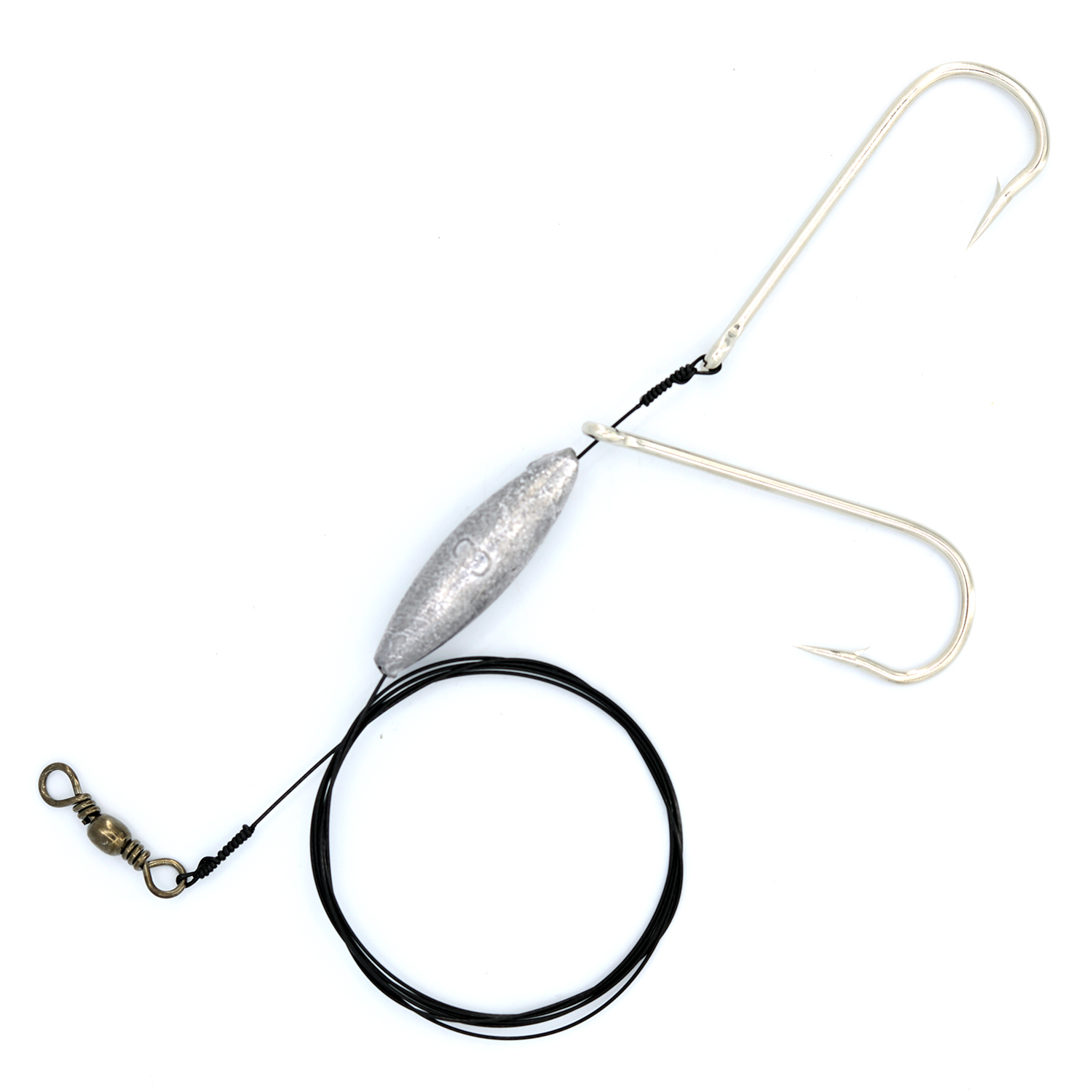 qareb american wire rig with double hooks size 2, sinker size 3 and wire test 90lb