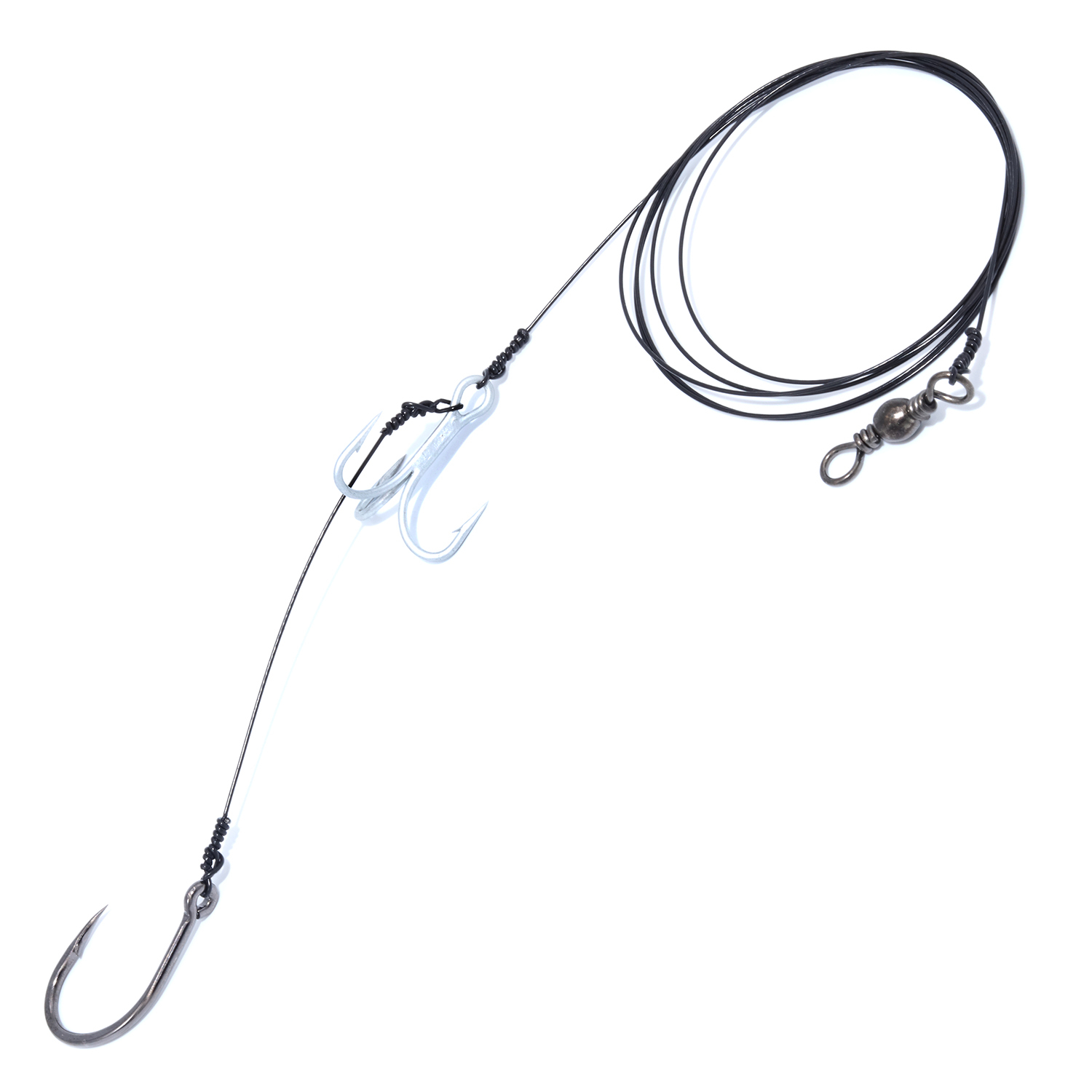 American Wire Rig with hook size 0/10 and treble hook size 0/3, and wire test 90lb
