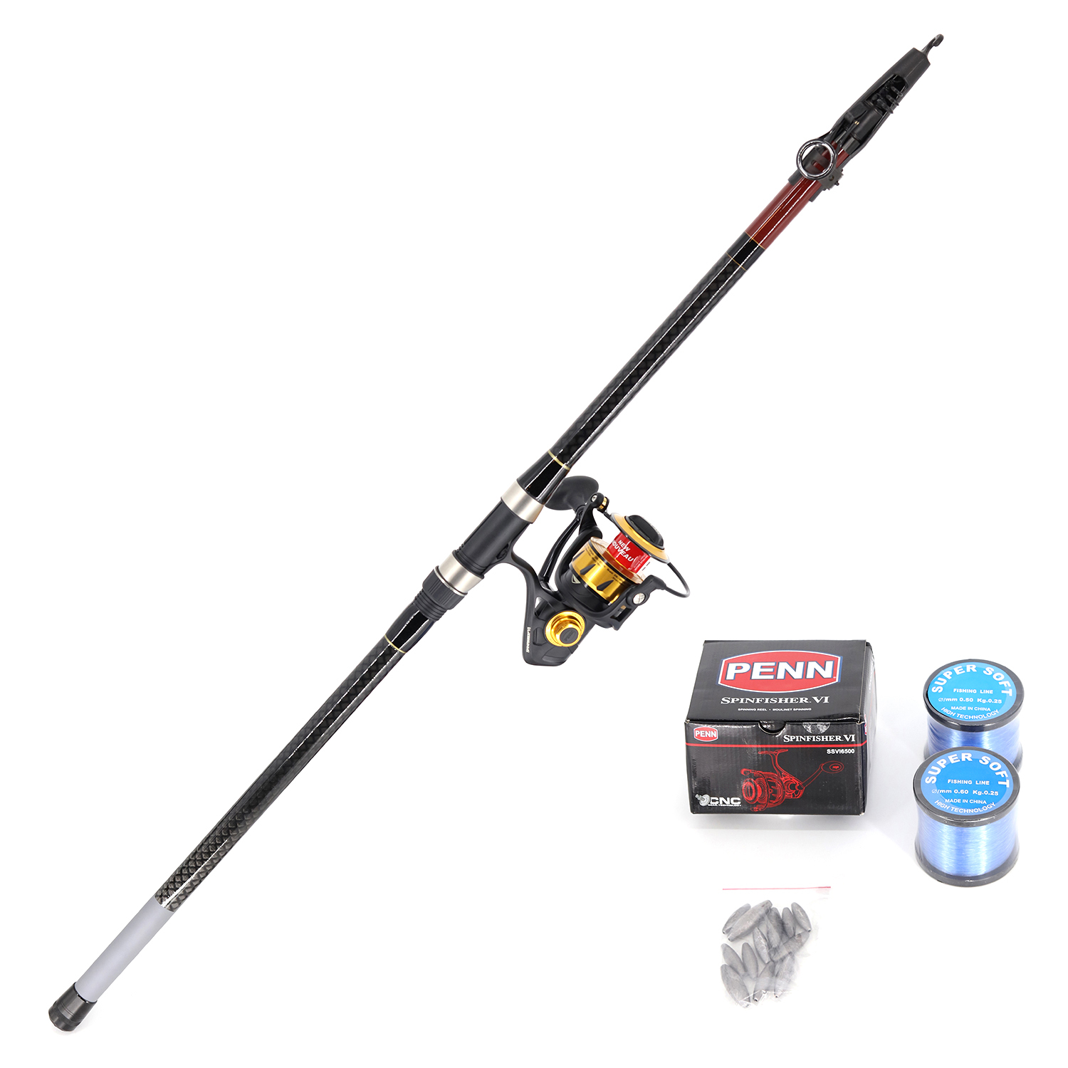 Shore Fishing (Pilot 3.9m and Penn VI 6500 including Nylon line with rigs  and sinkers and snap swivels) Combo